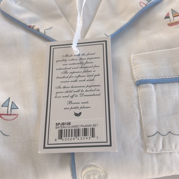 Petite Plume Bateau Sailboat Pajama Set Flame Resistant Chemical Free Size 5 NWT - Picture 6 of 6